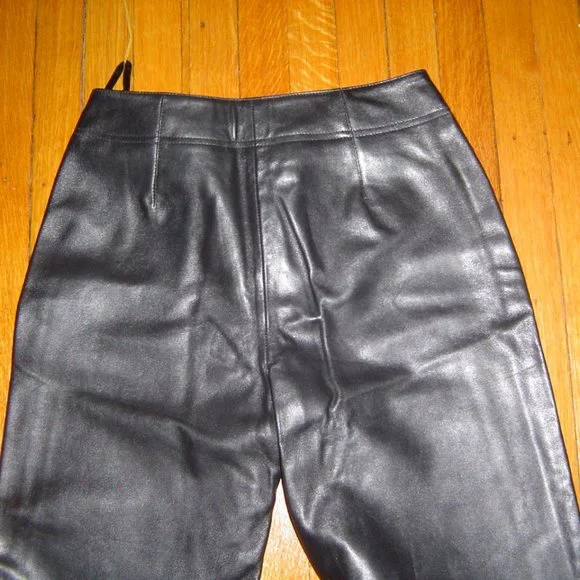 MARGARET GODFREY BLACK LEATHER WIDE LEG PANTS NWT 6